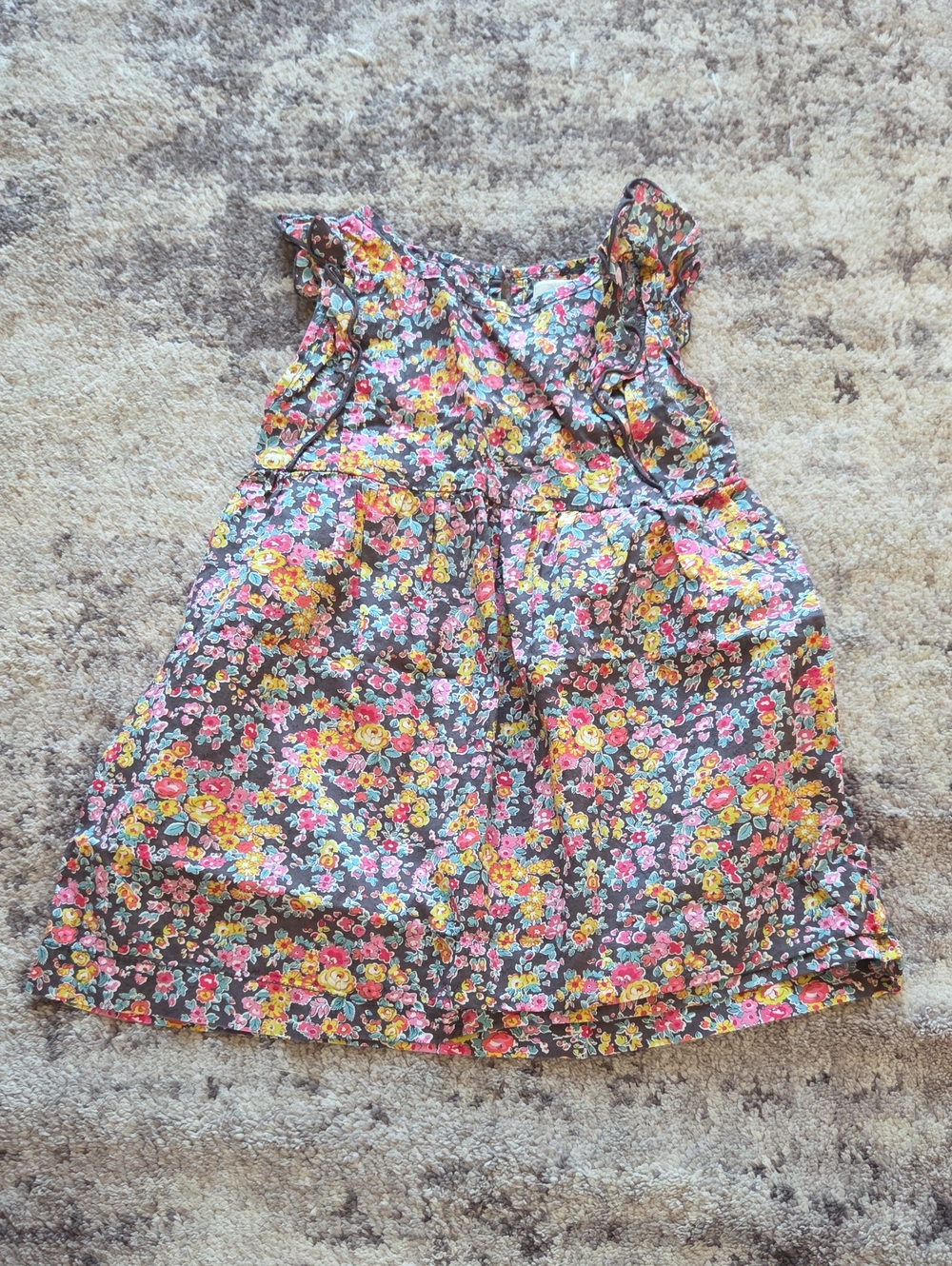 Peek Little Peanut Floral Dress Ruffle Sleeve Size 12-18 Months
